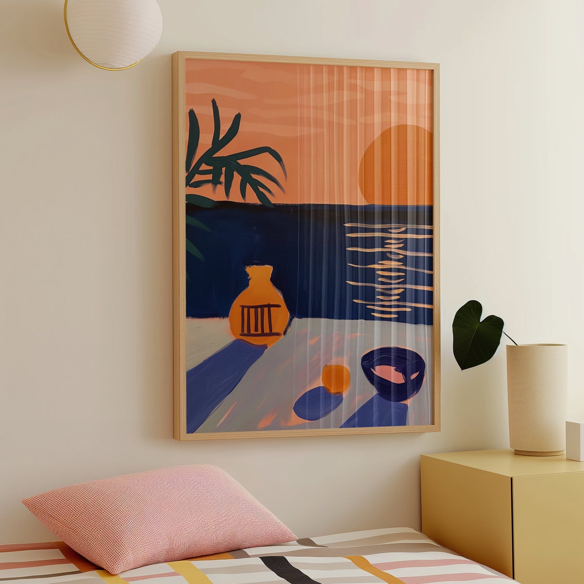 Orange Sunset Over Blue Sea Still Life Pitcher Fauvist Art Poster - Image 5