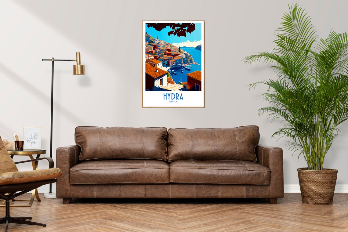 Hydra Greece Hillside Harbor Town Seaside Vintage Travel Poster - Image 3