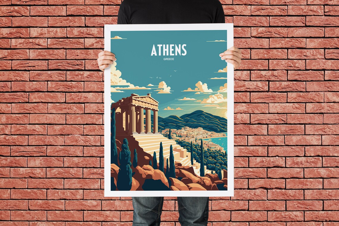 Athens Greece Retro Travel Poster, Acropolis - Image 4