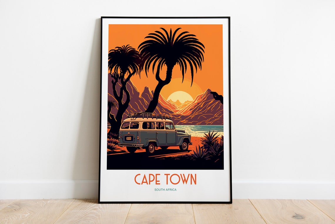 Cape Town South Africa Travel Print Cape Town Sunset Travel Art Cape Town Coast Travel Print South Africa Coastal Travel Poster