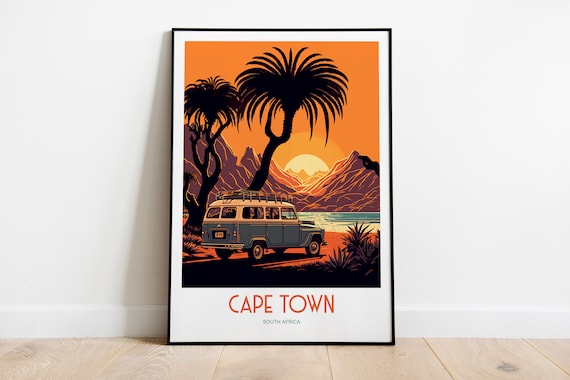 Cape Town South Africa Travel Print Cape Town Sunset Travel Art Cape Town Coast Travel Print South Africa Coastal Travel Poster