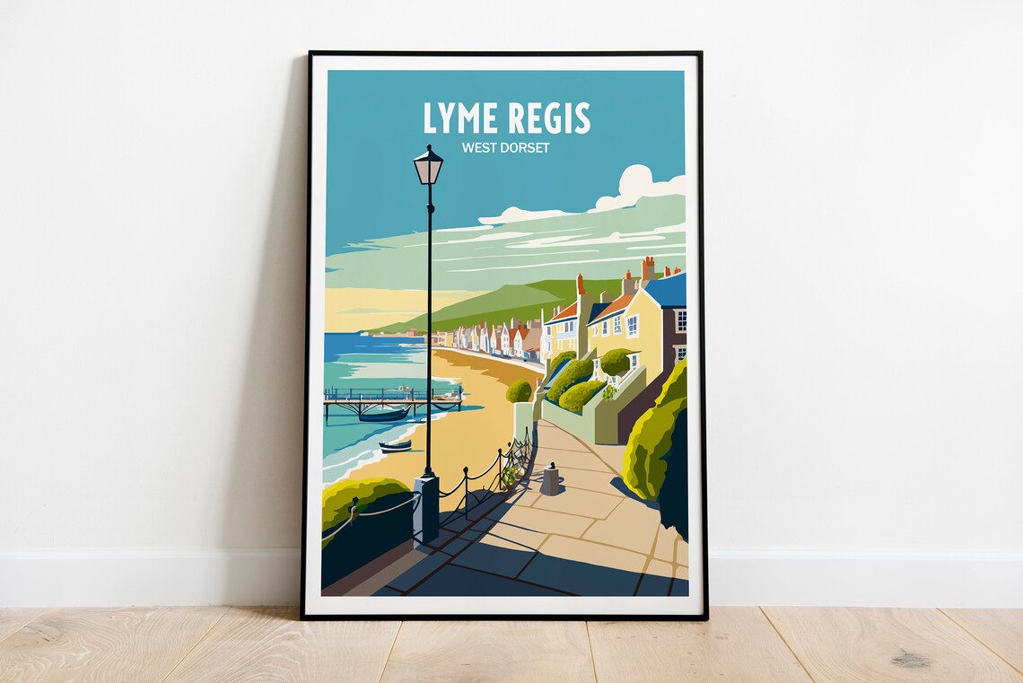 Lyme Regis Travel Poster, Dorset Place Print