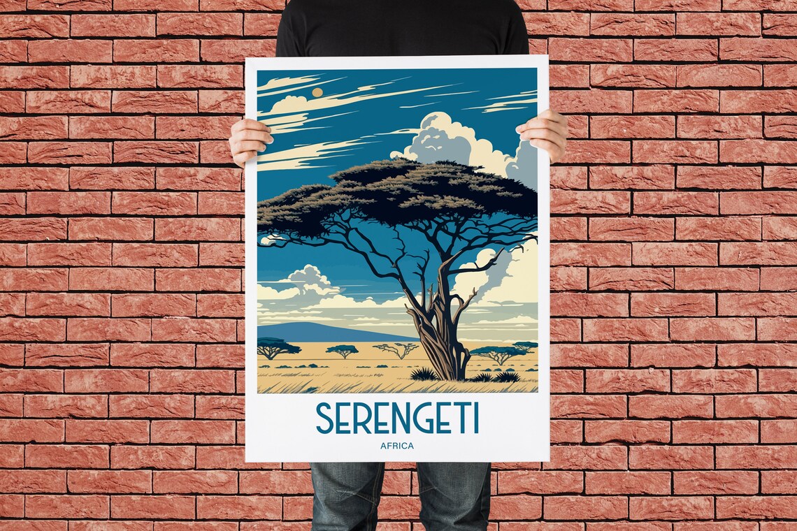 Serengeti Africa Acacia Tree Savanna Landscape Travel Poster - Image 3