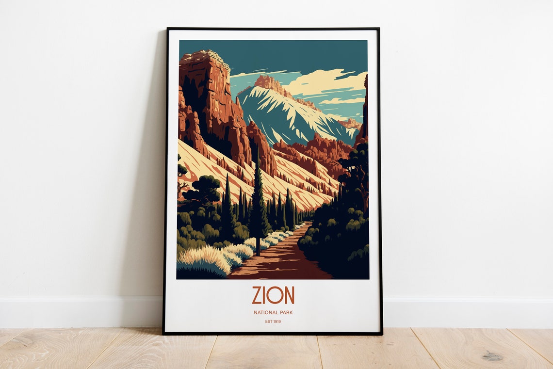 Zion National Park Travel Print National Park Travel Art Zion Travel Print Usa National Park Zion Travel Poster