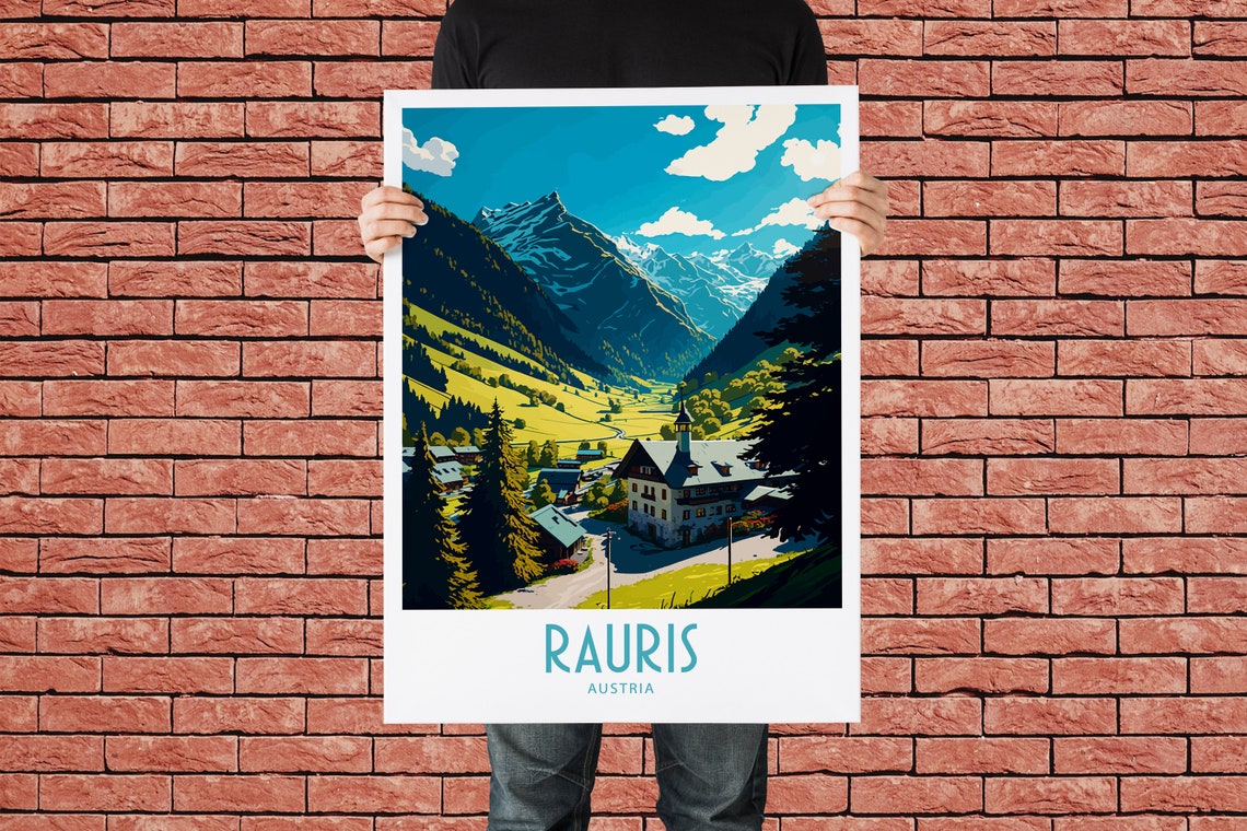 Rauris Austria Alpine Mountain Valley Village Vintage Travel Poster - Image 2