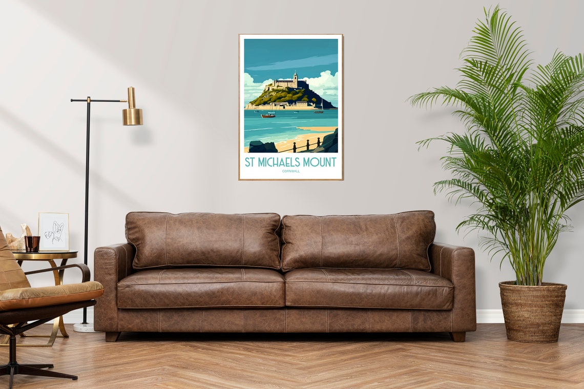 St Michaels Mount Cornwall Island Castle Retro Travel Poster - Image 3