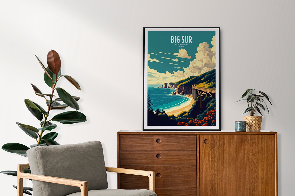 Big Sur National Park Travel Poster, USA Travel Art - Image 2