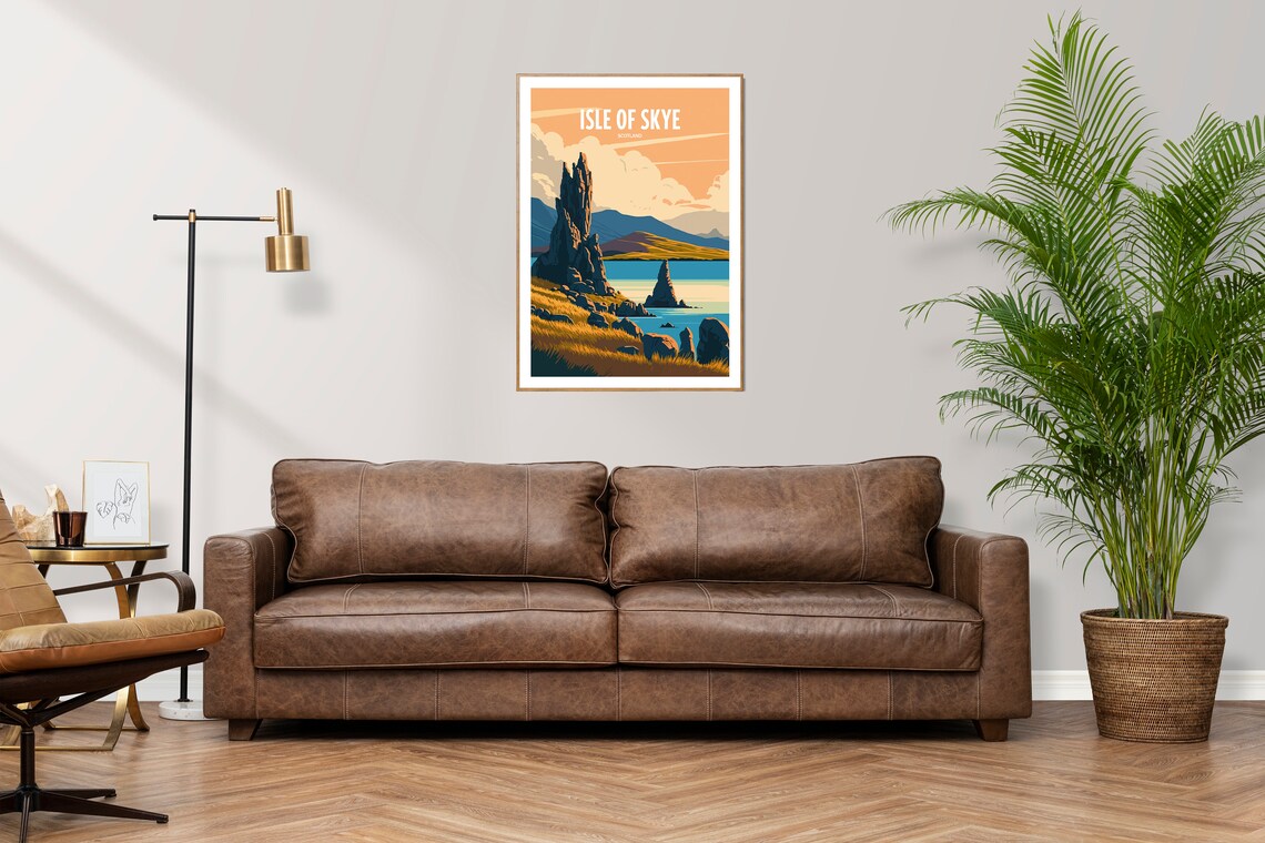 Isle of Skye Scotland Golden Sunset Coast Vintage Travel Poster - Image 2
