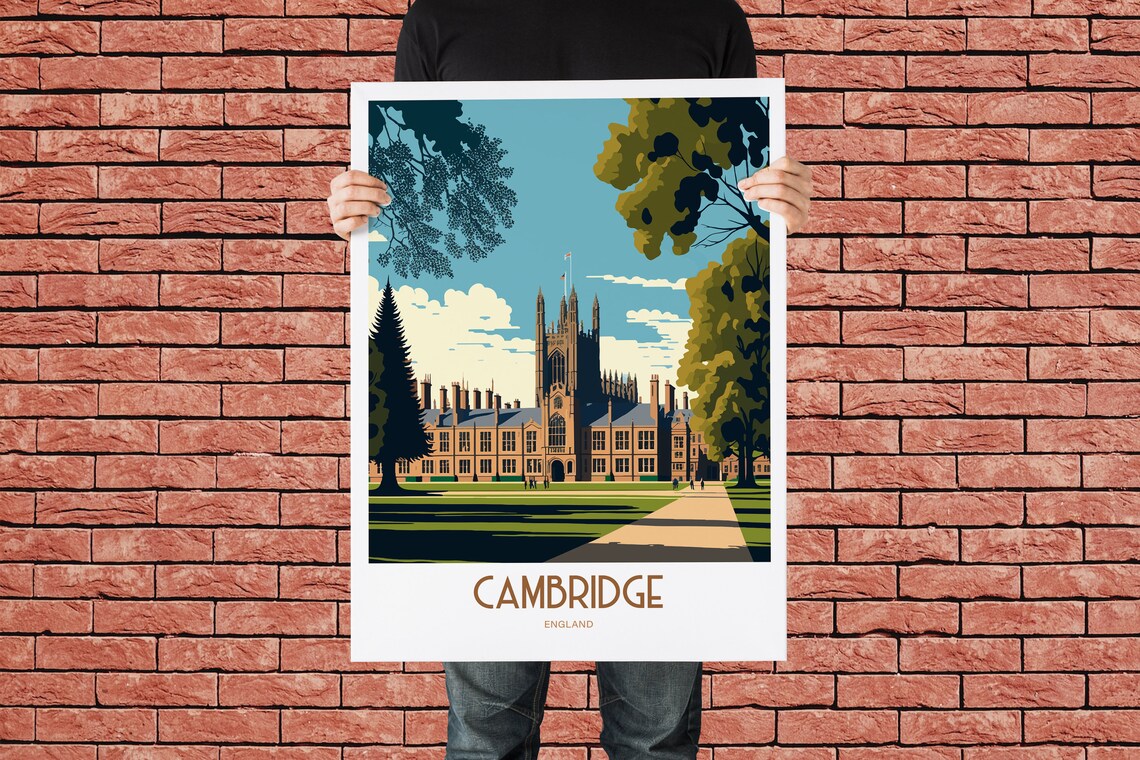 Cambridge England Historic College Buildings Vintage Travel Poster - Image 3