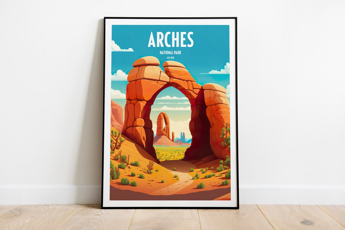 Arches National Park Travel Print National Park Travel Art Arches Travel Print Usa National Park Arches Desert Travel Poster