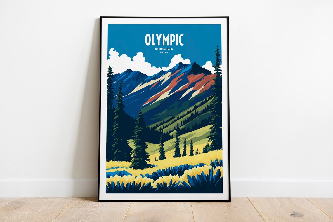 Olympic National Park Travel Print National Park Travel Art Olympic Travel Print Usa National Park Olympic Travel Poster