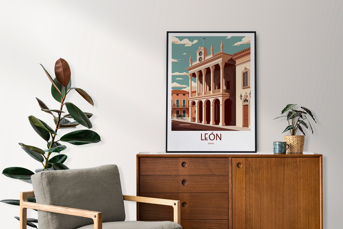 Leon Spain Travel Poster, Spanish City Art - Image 2