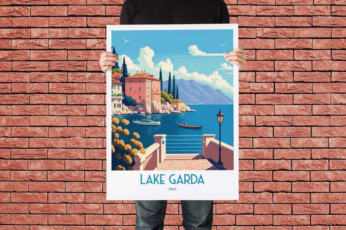 Lake Garda Italy Travel Print Lake Garda Seaside Travel Art Lake Garda Travel Print Italy Landmark Print Lake Garda Travel Poster - Image 2