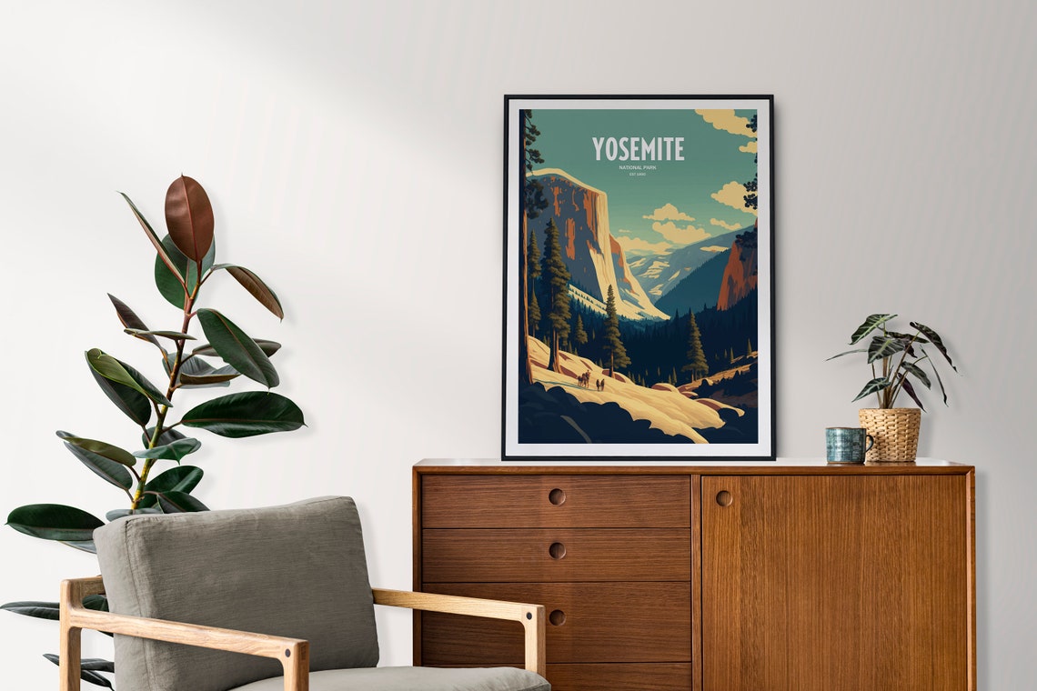 Yosemite National Park Travel Print National Park Travel Art Yosemite Travel Print Usa National Park Yosemite Travel Poster - Image 2