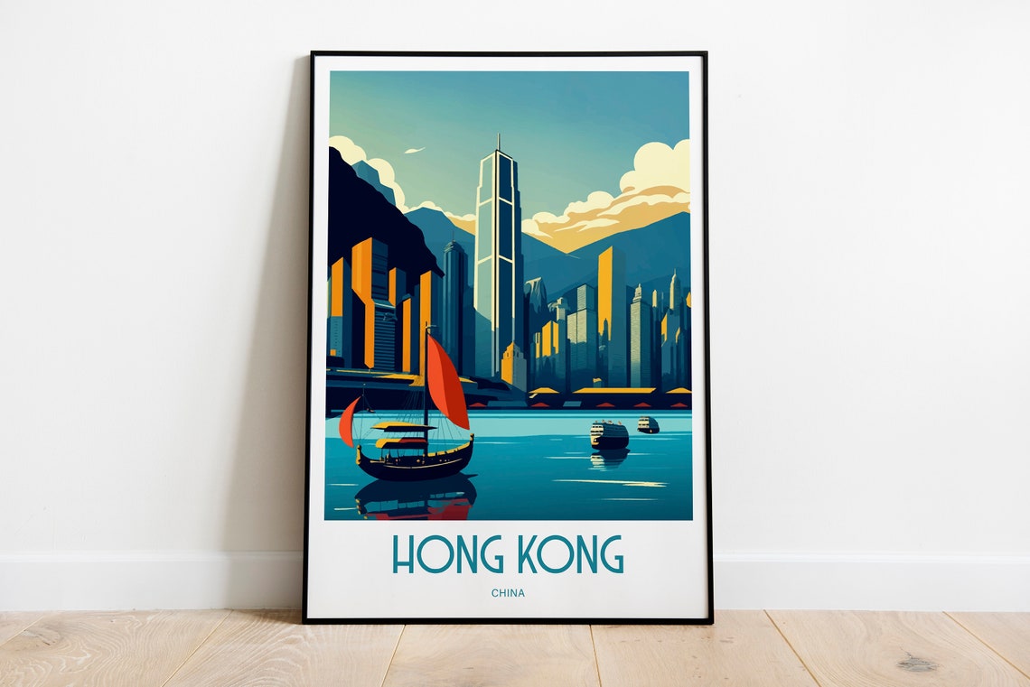 Hong Kong Travel Print Poster Housewarming Hong Kong Gift Skyline Travel Poster Gift Hong Kong Print Hong Kong Gift Hong Kong Cityscape
