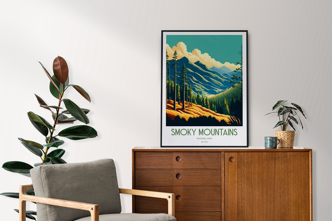 Smoky Mountains National Park Poster Great Smoky Mountain National Park Print Great Smoky North Carolina Smoky Mountains Art - Image 3