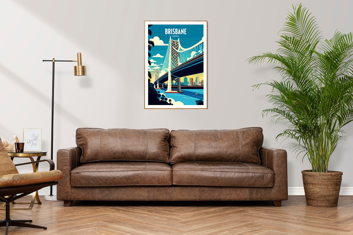 Brisbane Australia Story Bridge Skyline Vintage Travel Poster - Image 3