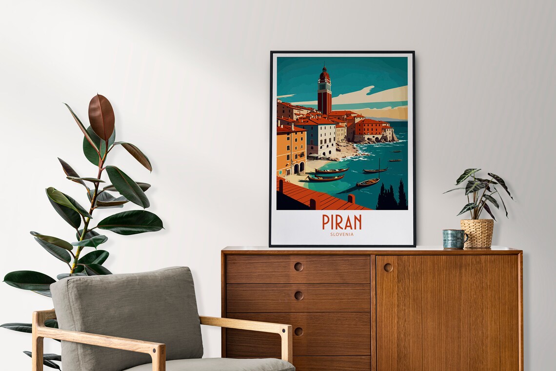 Piran Travel Print Wall Art Piran Slovenia Poster Wall Hanging Home Decoration Piran Slovenia Gift Art Lovers Print Piran Slovenia Decor Art - Image 4
