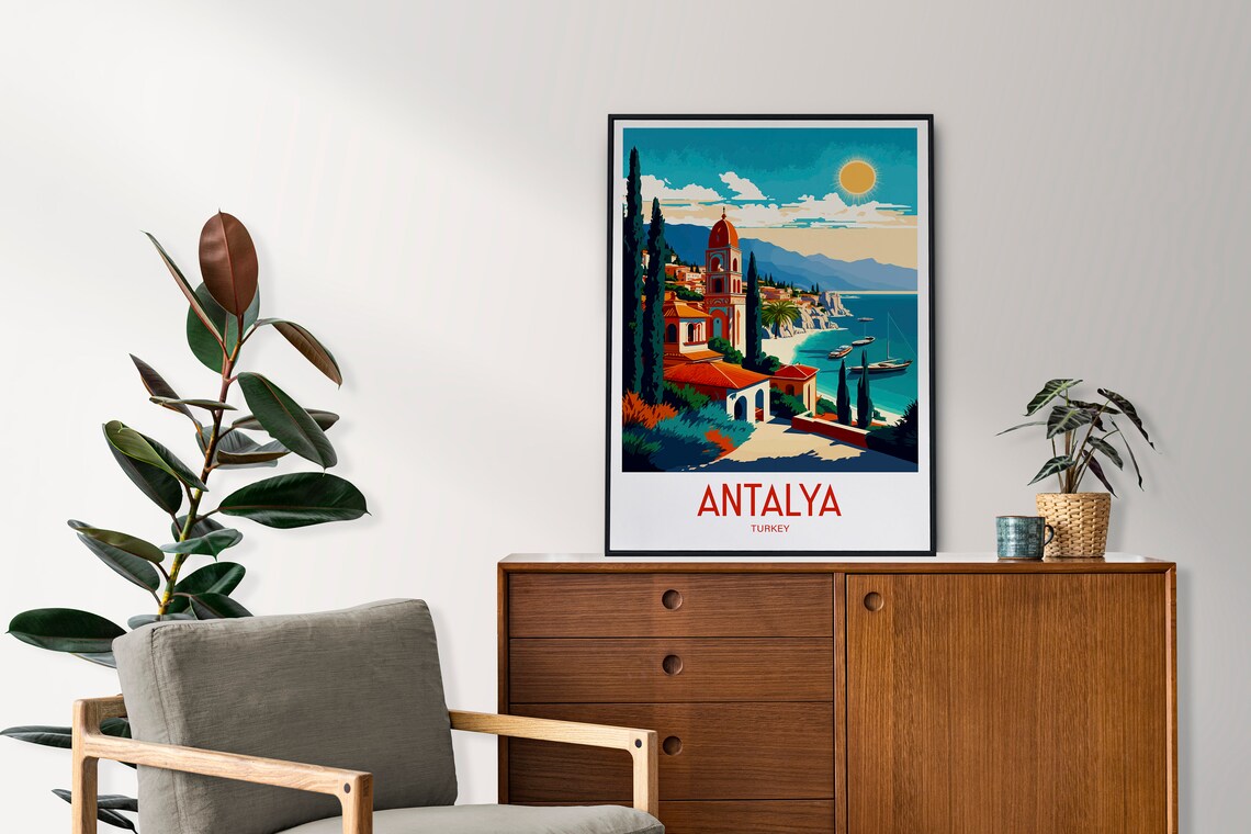 Antalya Turkey Mediterranean Coast Chapel Cypress Travel Poster - Image 3