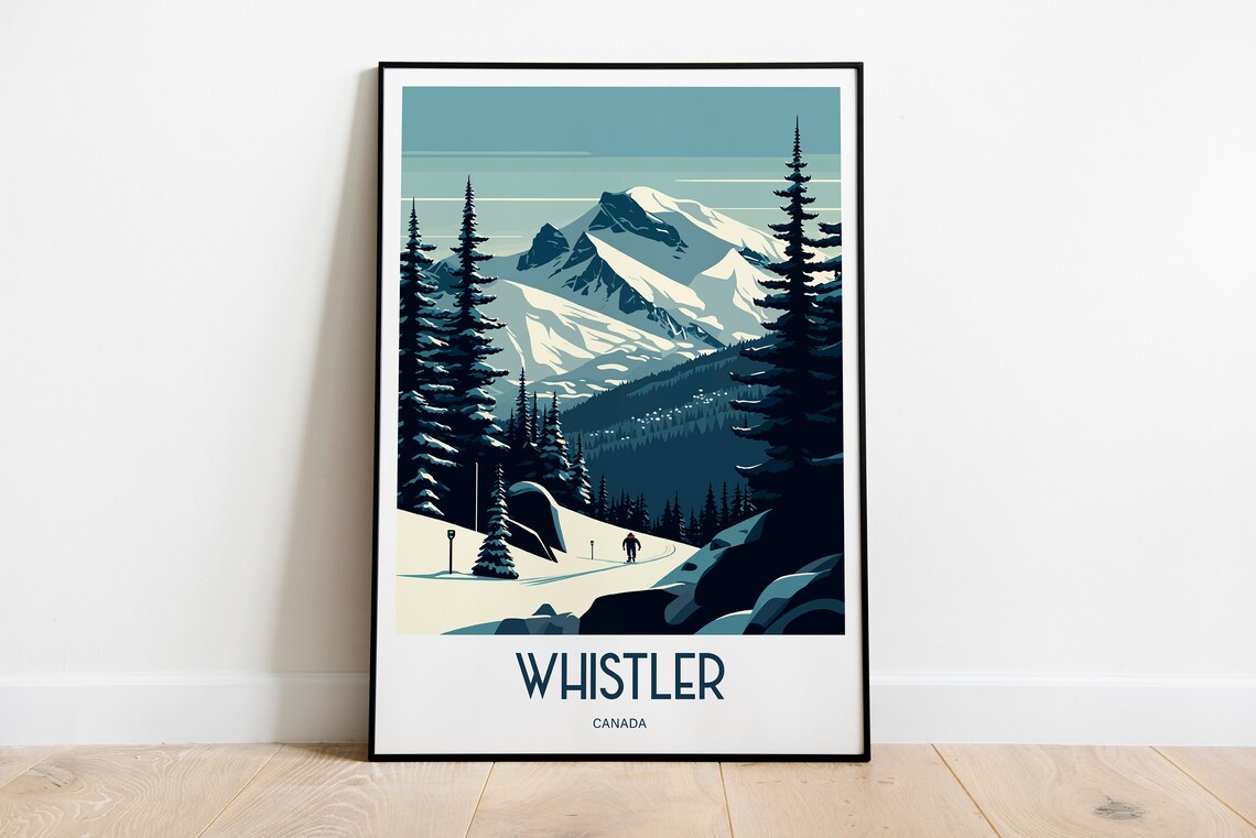 Whistler Canada Powder Ski Mountain Snowy Pines Travel Poster