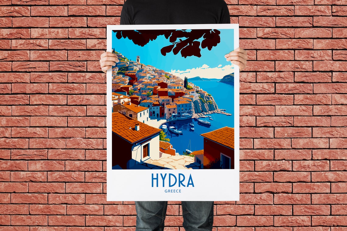 Hydra Greece Hillside Harbor Town Seaside Vintage Travel Poster - Image 2
