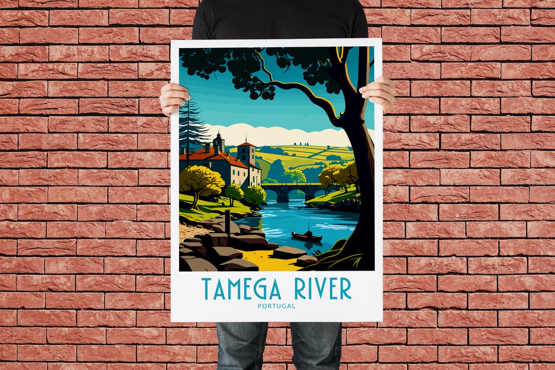 Chaves Travel Print Wall Art Tamega River Portugal Wall Hanging Home Decoration Chaves Portugal Gift Art Lovers Art Chaves Wall Decor Art - Image 2