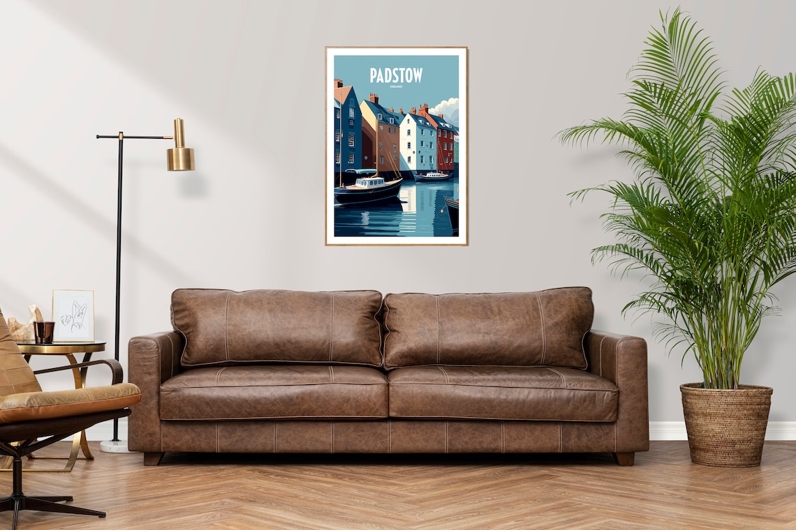 Padstow England Harbor Boats Colorful Houses Retro Travel Poster - Image 3