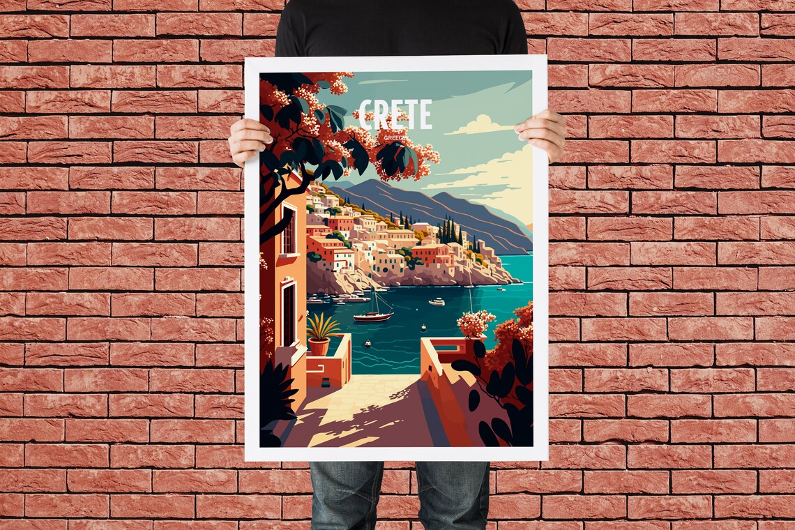 Crete Greece Seaside Travel Poster, Landmark Print - Image 3