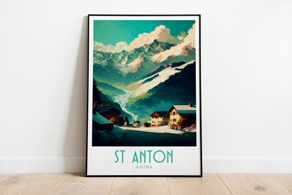 St Anton Austria Travel Poster, Scenic Wall Art Print