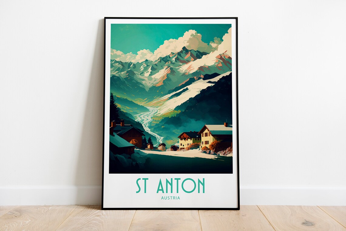 St Anton Austria Travel Poster, Scenic Wall Art Print