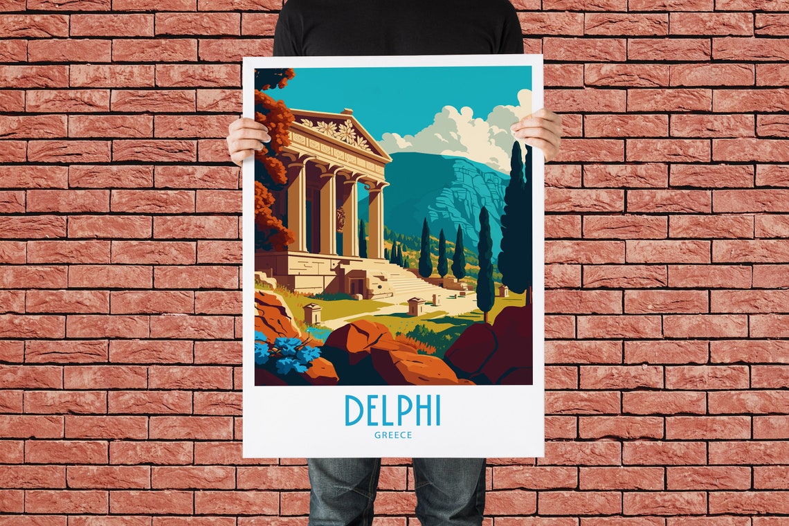 Delphi Greece Ancient Temple Ruins Mountain Vintage Travel Poster - Image 2