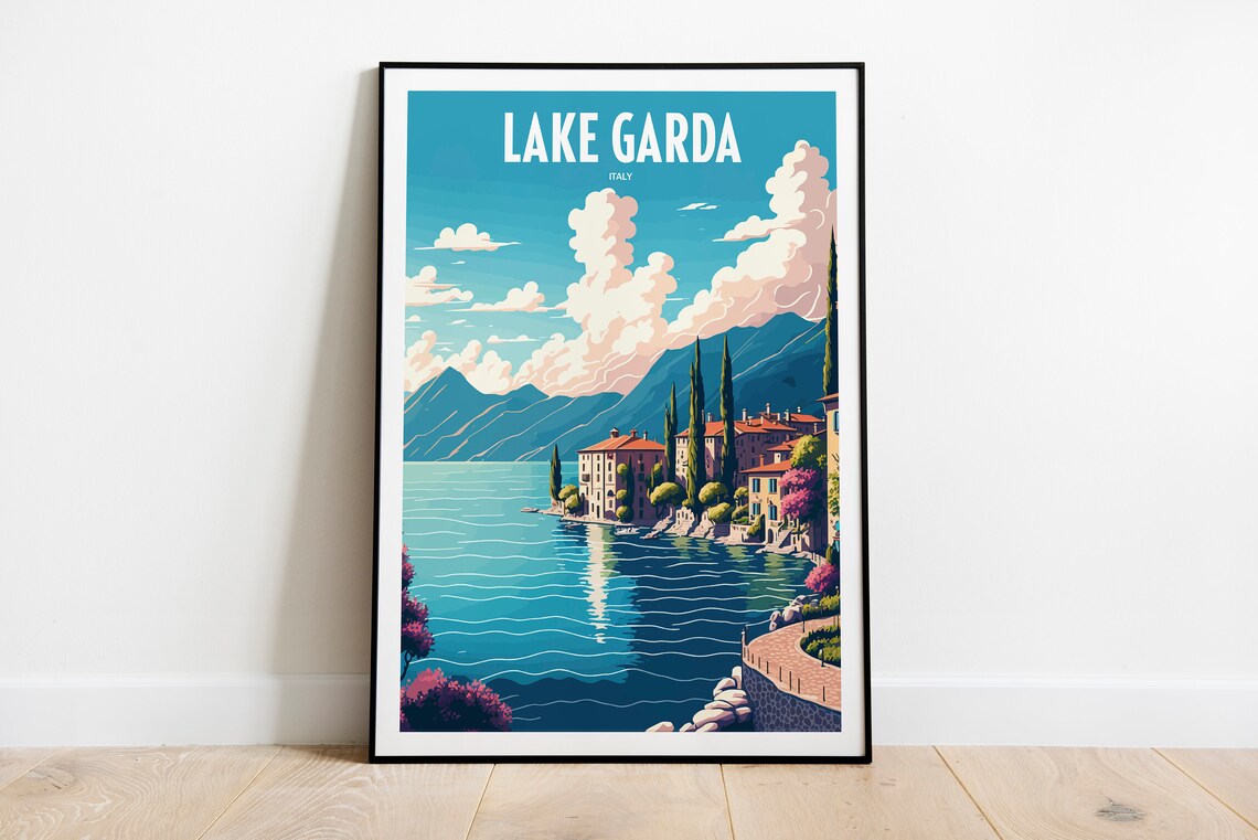 Lake Garda Italy Travel Poster, European Landmark