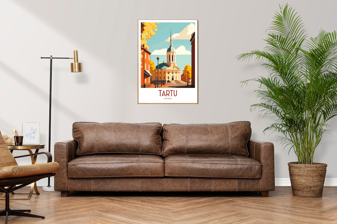 Tartu Estonia Old Town Church Vintage Travel Illustration Poster Decor - Image 2