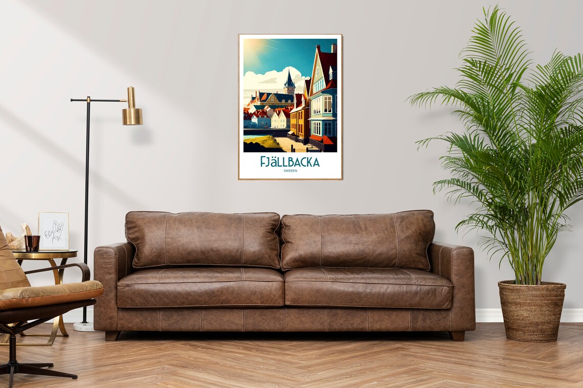 Fjallbacka Sweden Coastal Town Harbor Church Vintage Travel Poster - Image 3
