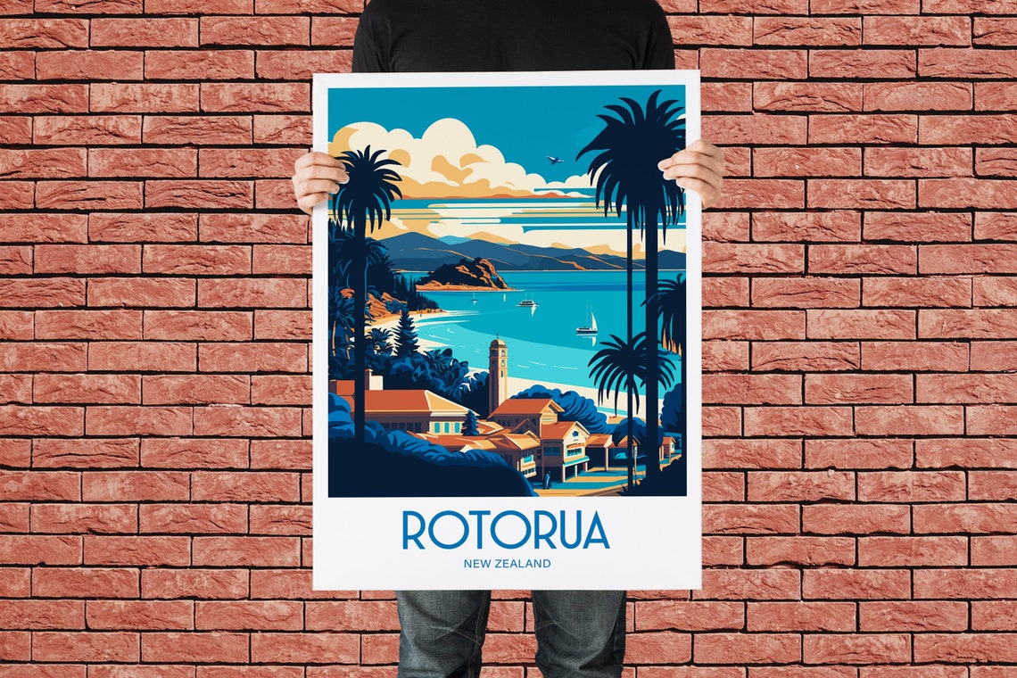 Rotorua Print Rotorua New Zealand Home Decor Landscape Art Rotorua New Zealand Wall Art For New Zealand Enthusiast Gift Wall Hanging Rotorua - Image 3