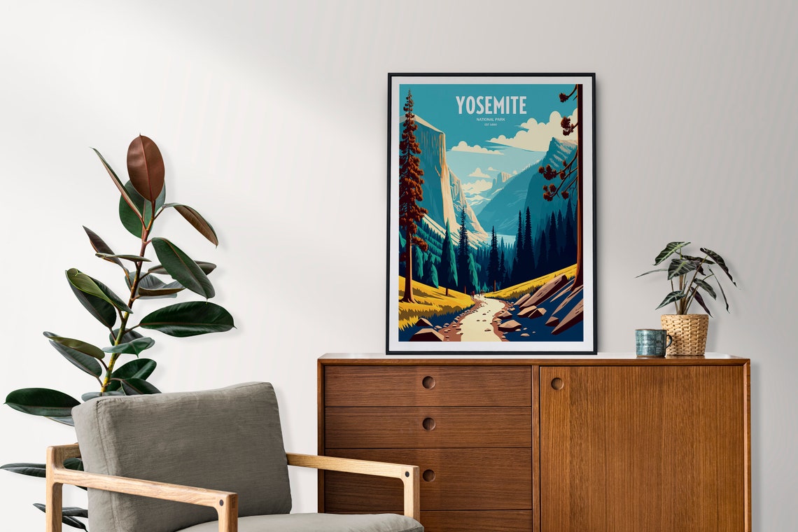 Yosemite National Park Travel Print National Park Travel Art Yosemite Travel Print Usa National Park Yosemite Travel Poster - Image 2