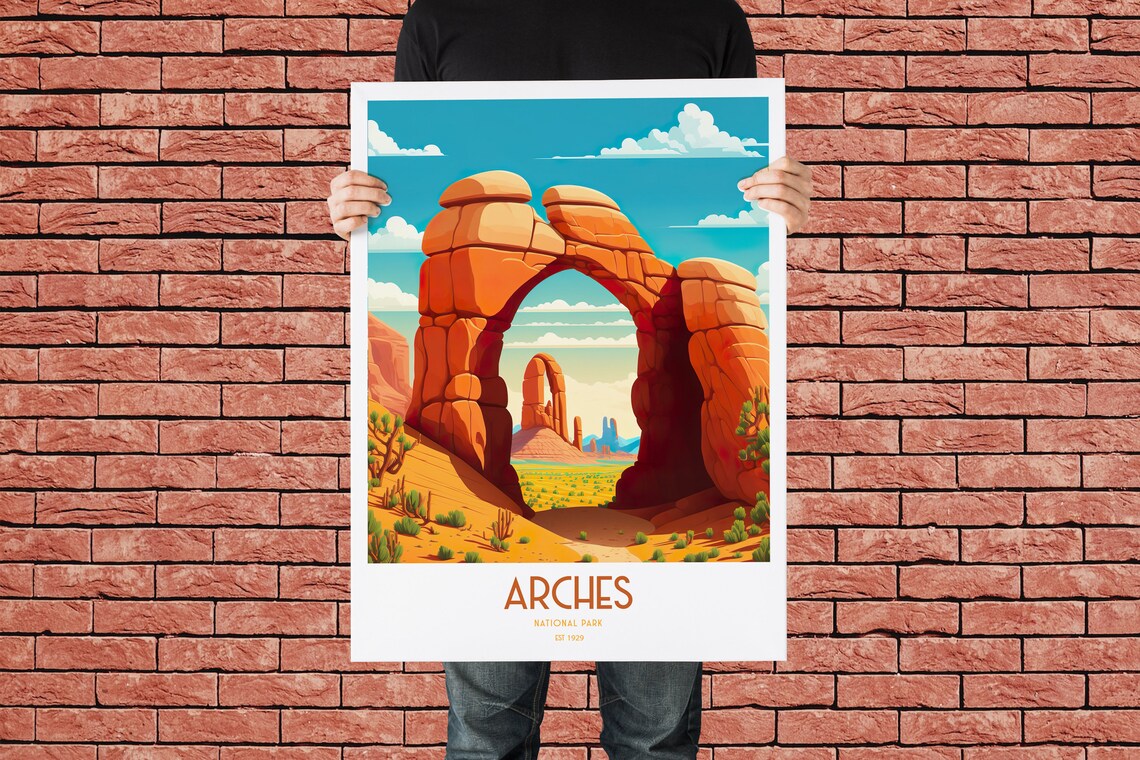 Arches National Park Vintage Poster Red Rock Arch Desert Art - Image 3