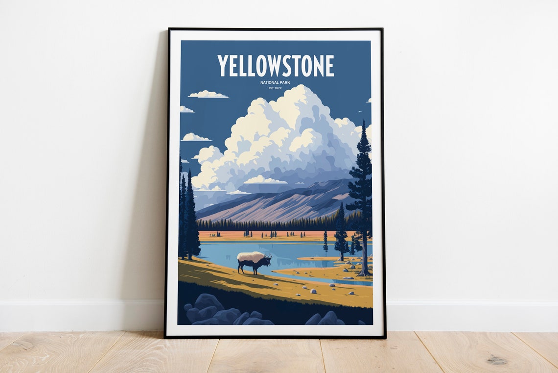 Yellowstone National Park Travel Print National Park Travel Art Yellowstone Travel Print Usa National Park Yellowstone Travel Poster