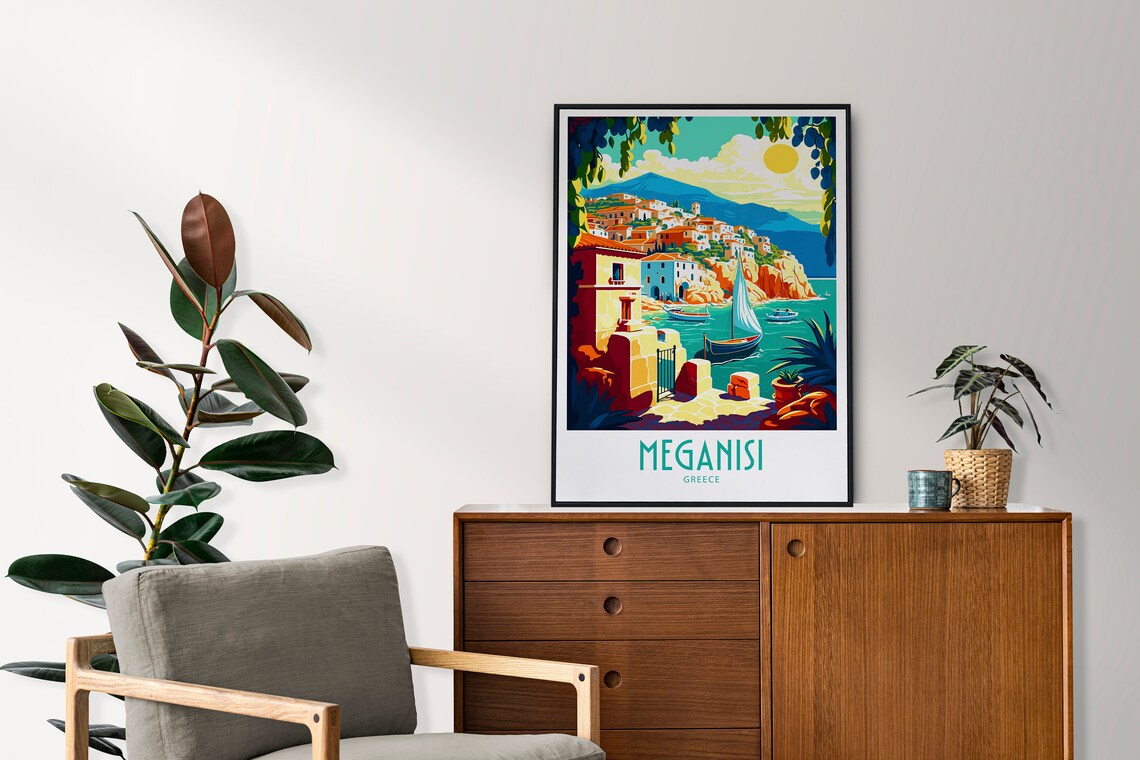 Meganisi Travel Print Wall Art Meganisi Greece Wall Hanging Home Decoration Meganisi Greece Gift Art Lovers Meganisi Greece Decor Meganisi - Image 3
