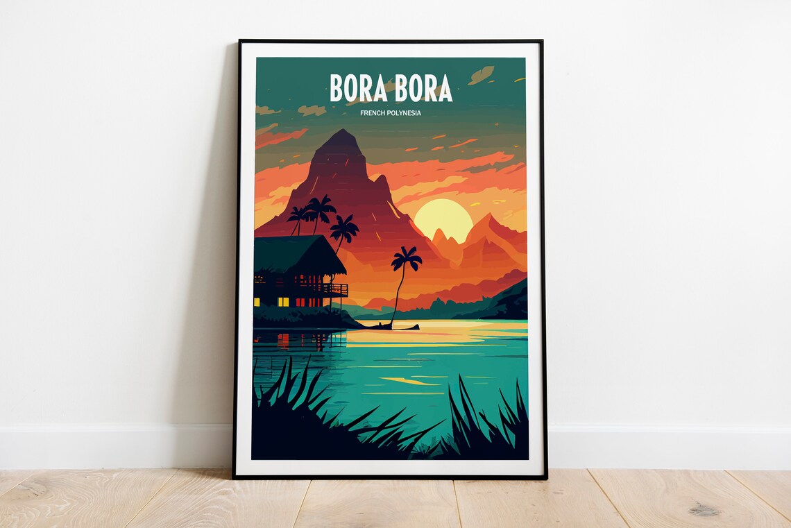 Bora Bora Travel Poster, French Polynesia Travel Art