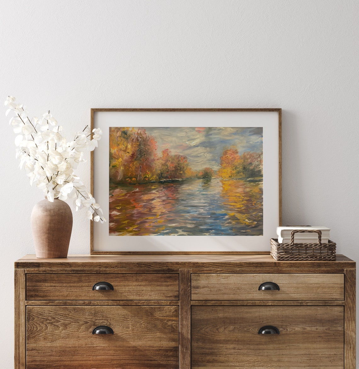 Autumn On The Seine Golden Fall Trees River Landscape Art Poster - Image 3