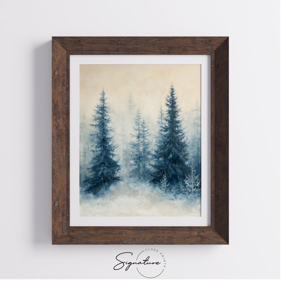 Misty Blue Green Pine Forest in Soft Winter Haze Landscape Poster - Image 4