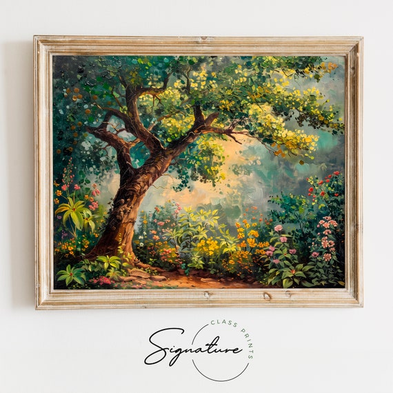 Cinnamon Tree Painting Lush Spice Garden Art Vibrant Wall Decor Artistic And Colorful Wall Art For Living Room 976