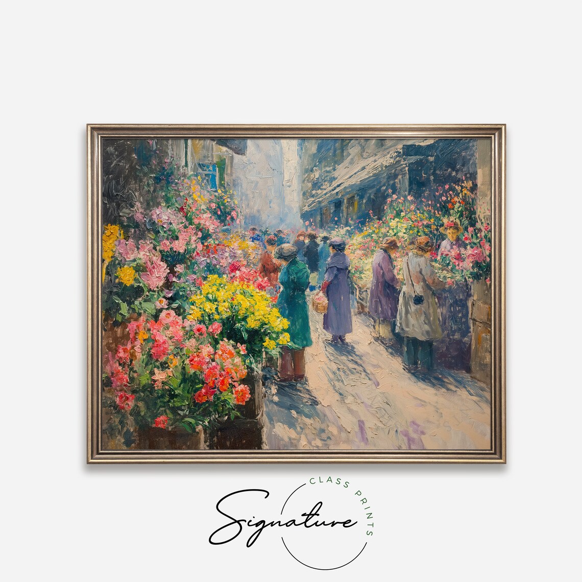 Paris Flower Market Bustling Floral Street Scene Impressionist Poster - Image 4