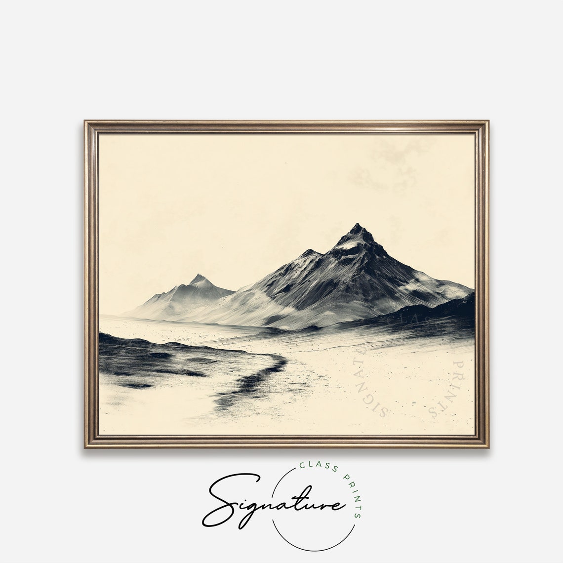 Minimalist Black and Cream Mountain Peaks Serene Landscape Poster - Image 4