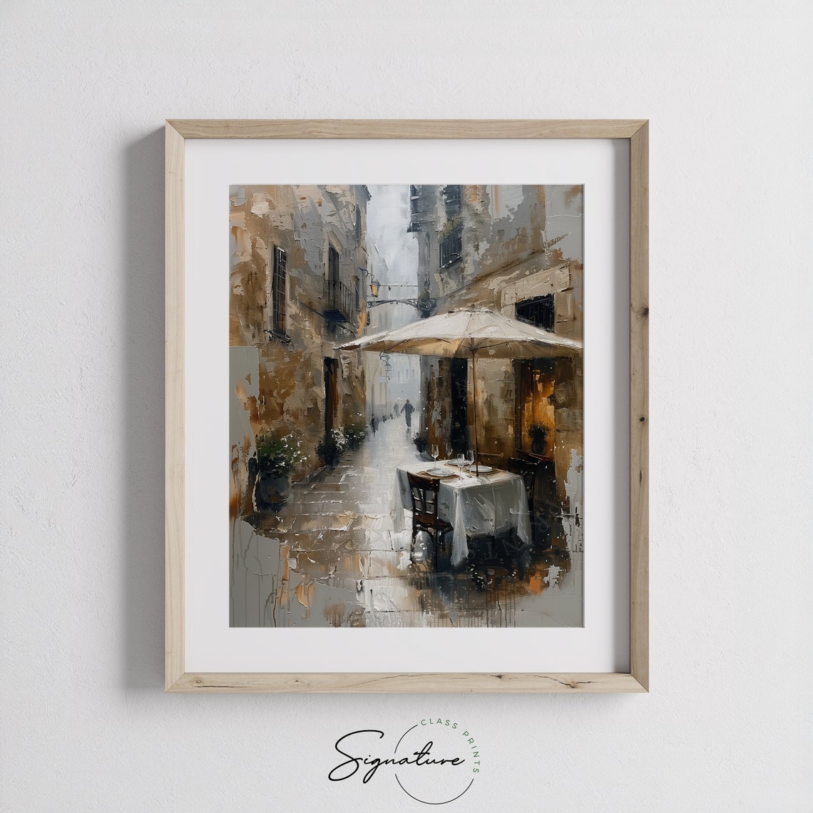 Rainy Mediterranean Alley Cafe Table Old European Street Poster - Image 3
