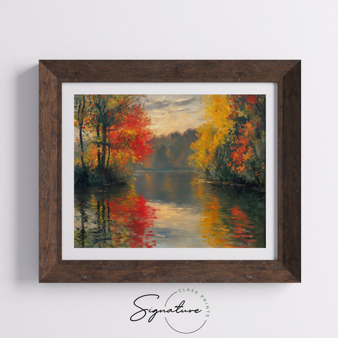 Tranquil Autumn River Between Red And Gold Trees Water Art Poster - Image 5