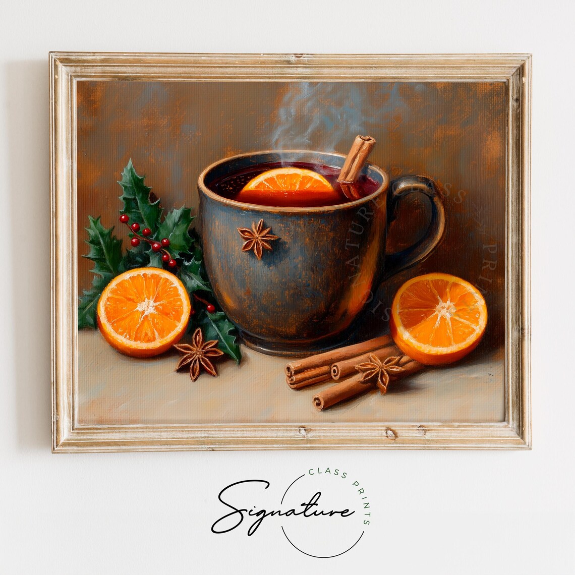 Steaming Mulled Wine Mug With Orange Slice And Cinnamon Christmas Poster