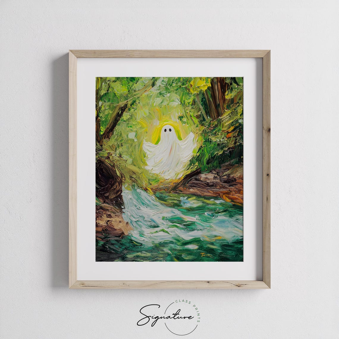 White Ghost Forest Stream Turquoise Water Green Woods Poster - Image 3