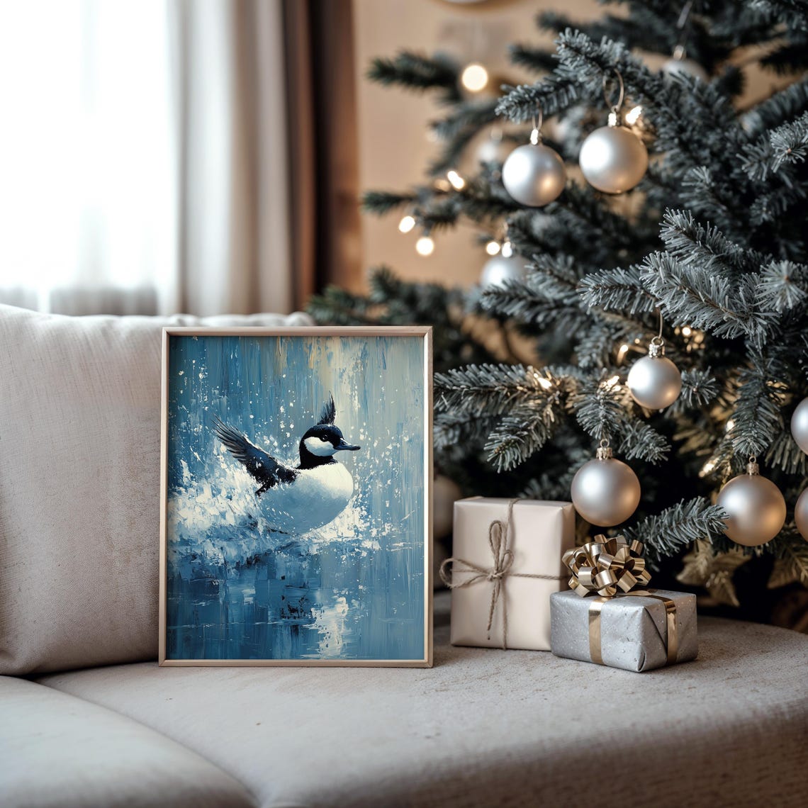 Hooded Merganser Duck Splash Landing Blue Water Bird Wildlife Poster - Image 5